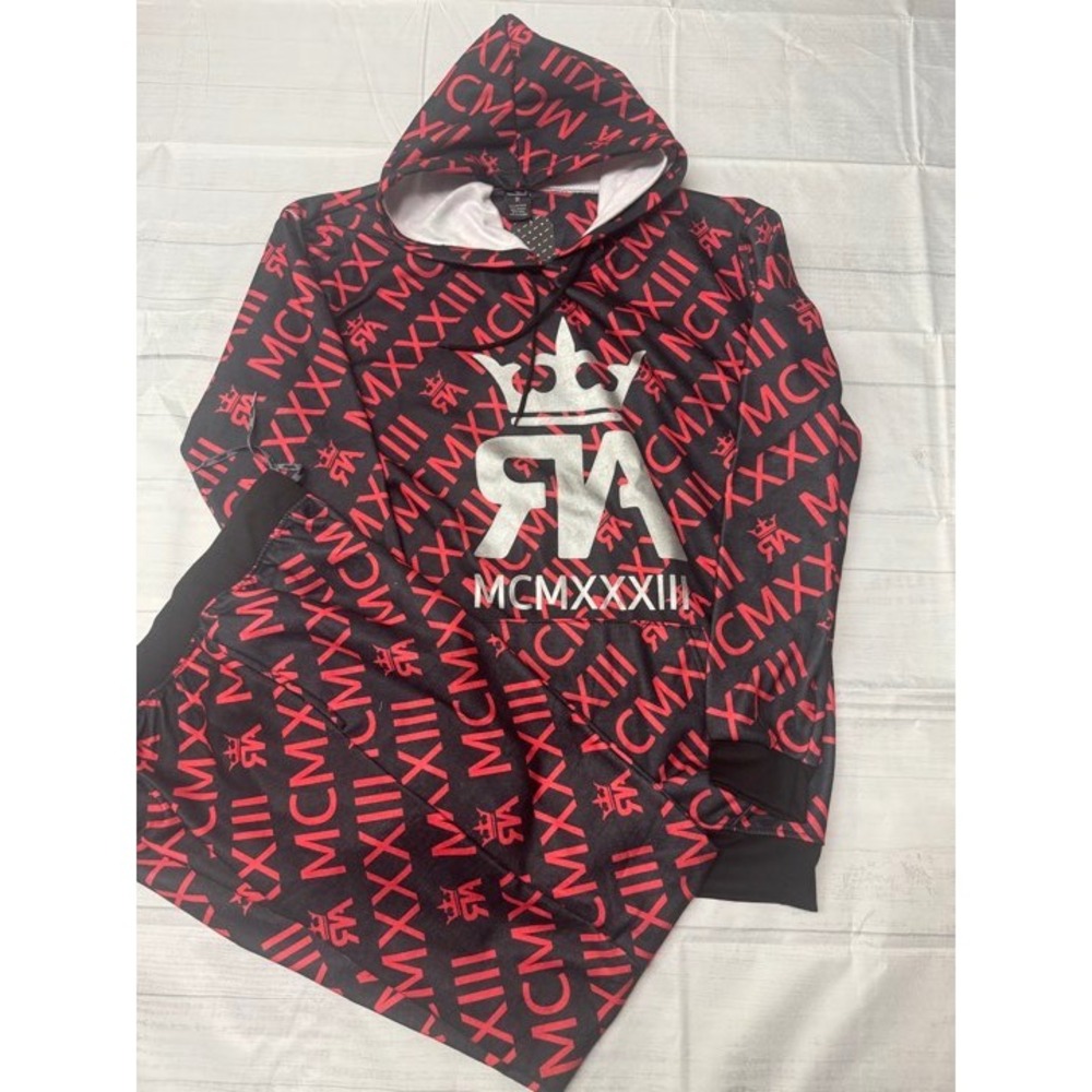 R/A MCMXXXIII All Over Print Hoodie Sweatsuit 3X Black Red Logo